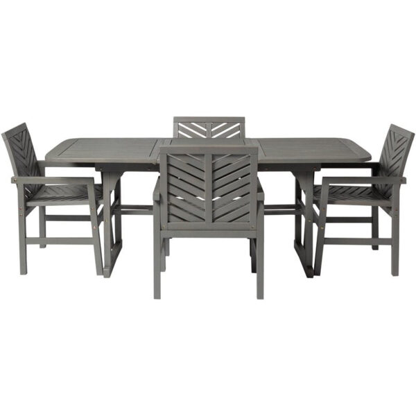 5-Piece Extendable Outdoor Patio Dining Set in Gray Wash