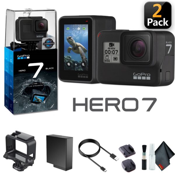 GoPro HERO7 Black (2 Pack) – Waterproof Action Camera – Bundle