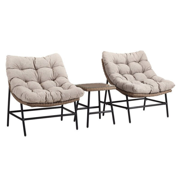 3-Piece Papasan Scoop Outdoor Patio Chat Set