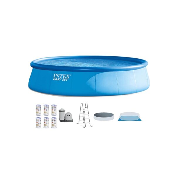 Intex 18′ x 48″ Inflatable Easy Set Above Ground Pool Set + Filter Cartridge (6)