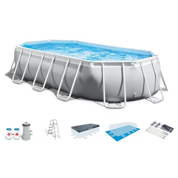 Intex 16.5ft x 9′ x 48″ Prism Frame Oval Above Ground Swimming Pool Kit & Canopy