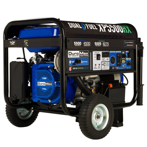 DuroMax HX 210cc Electric Start Camping and RV Ready 5500 / 4500 -Watt Dual fuel Portable Generator