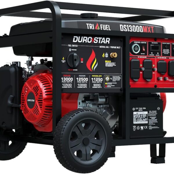 DuroStar DS13000MX 13,000-Watt 500cc Dual Fuel Portable Generator - Gas and Propane, Remote Electric Start, Whole Home Power Backup, Transfer Switch Ready, RV & Emergency Ready