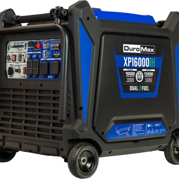 DuroMax XP16000iHT 16,000-Watt Tri Fuel Portable Digital Inverter Generator - Gas, Propane & Natural Gas, Remote Electric Start, Whole Home Power Backup, Transfer Switch Ready, RV & Emergency Ready