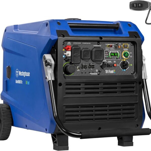 Westinghouse 11000 Peak Watt Dual Fuel Portable Inverter Generator, Remote Electric Start, Transfer Switch Ready, Gas and Propane Powered, Low THD - Safe for Electronics, Parallel Capable, CO Sensor