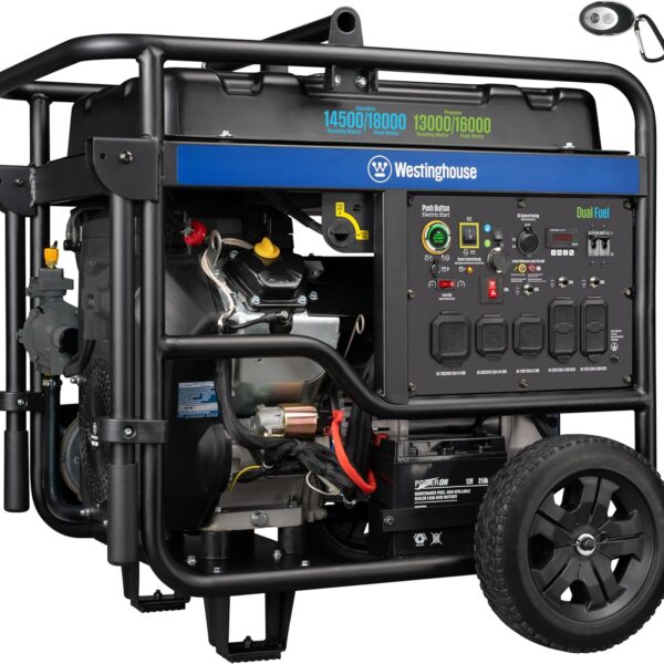 Westinghouse 18000 Peak Watt Dual Fuel Home Backup Portable Generator, Remote Electric Start, Transfer Switch Ready, Gas and Propane Powered